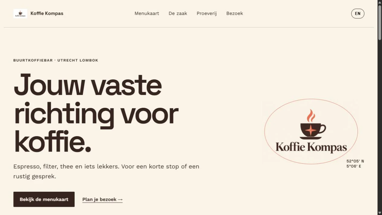 Homepage van Koffie Kompas