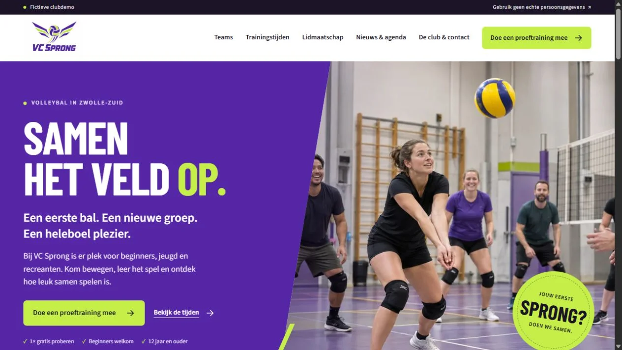 Homepage van VC Sprong